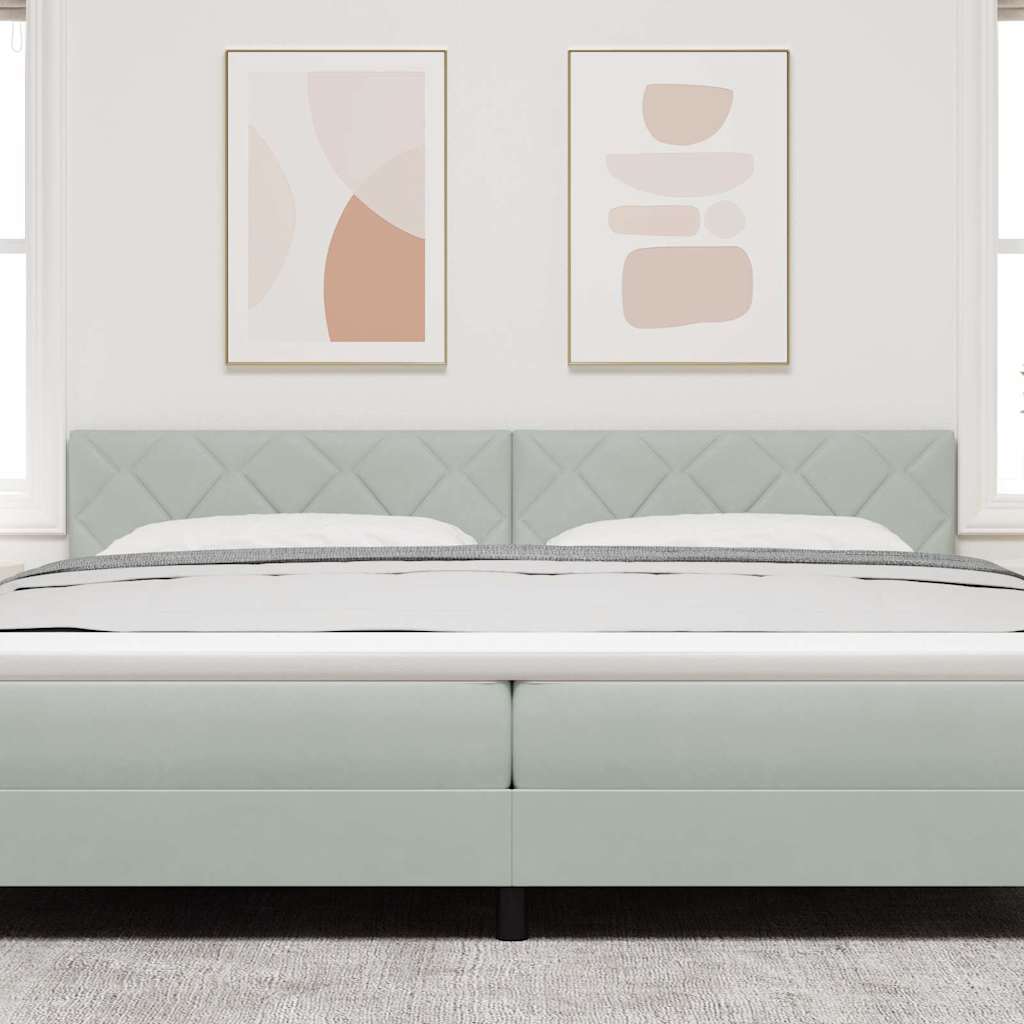 LED Headboard with LED Strip Lights Light grey 200 cm Velvet